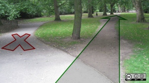 Discovering desire lines: How to break down barriers and let paths emerge Found at this URL: https://www.flickr.com/photos/opensourceway/5266562758/